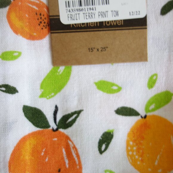 Lot of 4 NWT MABELLE Fruit Print 100% Cotton Kitchen Towels 15 x 25 - Picture 2 of 4